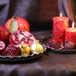 Yalda Night traditional table designed by special fruits like watermelon, pomegranate and persimmon and nuts, Iransense Travel Agency